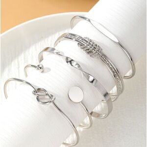 New silver color 5 piece bracelet set